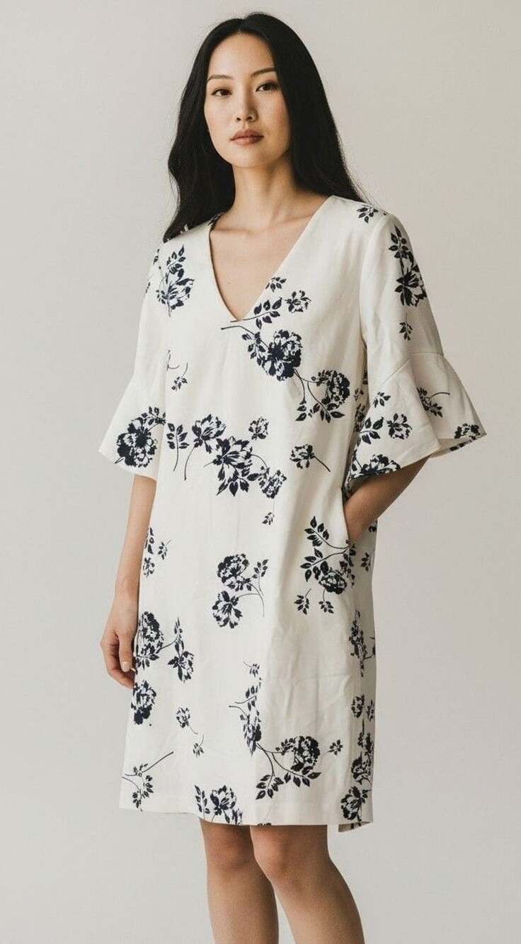 Lauren Ralph Lauren Floral Dress Size 10 White Black